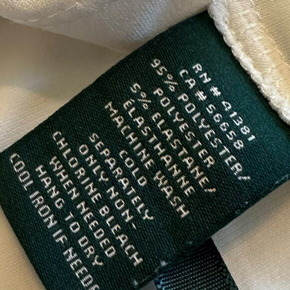 Lauren Ralph Lauren White Shift Dress Ruched Sleeveless Ruffle Stretch Size 14 - Picture 11 of 11